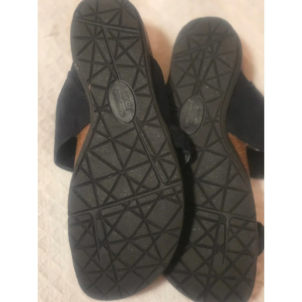 Earth Origins Black Braided Slide Sandals Adjustable Buckle Comfort Shoes